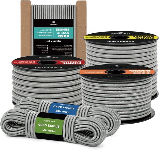 Rubberen Koord - Elastisch Touw - Spullen Zekeren - UV- en Vochtbestendig - 3mm x 20m - Grijs
