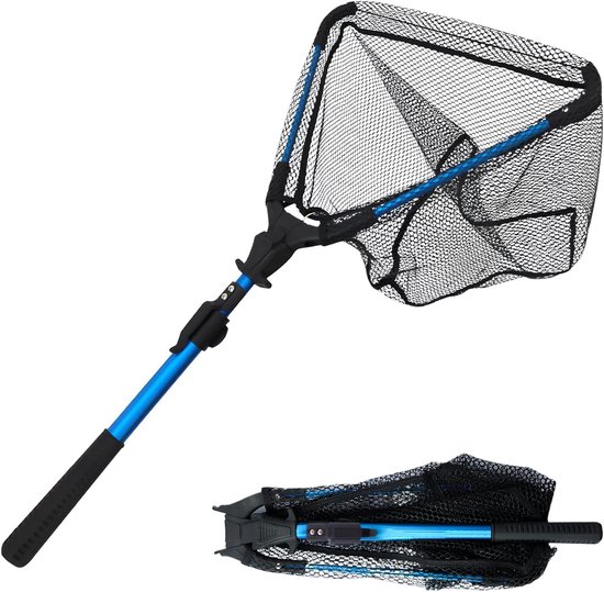 Rubberen schepnet 92 cm - inklapbaar - aluminium telescopische handgreep - ideaal voor forelvissen - ShopVlot