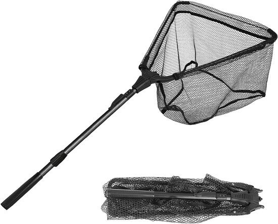 Rubberen schepnet - Visnet - Vissen landen - Versterkte constructie - 90 x 40 cm - Zwart