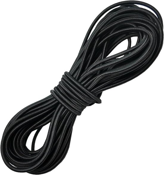 Rubberen Touw - Elastisch Koord - Bevestigen & Binden - UV-Bescherming - 4mm x 30m - Zwart