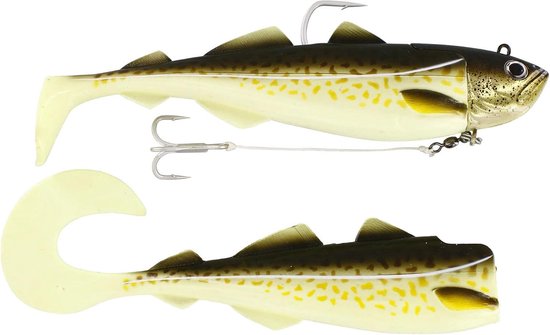 Rubberen Zeebaars Aas - Zeevissen Lokaas - Kabeljauw Vangen - Natuurgetrouwe Ogen - 18 cm 180 g - Glow Gadus