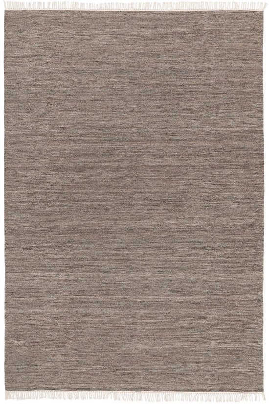 RugVista Melange, Vloerkleed, 140 x 200 cm, Rechthoekig, Laagpolig, Woonkamer, Eetkamer, Slaapkamer, Alleen chemisch reinigen, Care & Fair gecertificeerd, Bruin