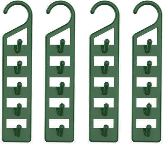 Ruimtebesparende Kledinghaken Set van 4, Compacte Organizer voor Riemen en Kleding, Ideaal voor Thuis en Studentenwoningen (Groen) van Merkloos