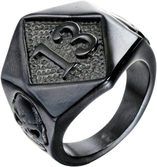 Rvs Hip Hop Lucky 13 Evil Skull Biker Ring Vintage Punk 7 Kleuren