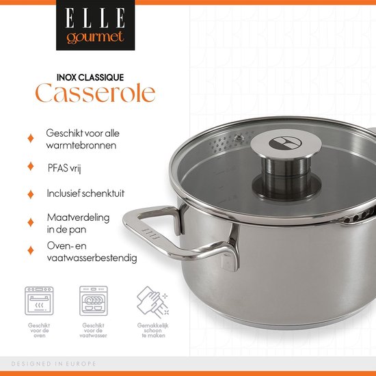 RVS Kookpan met Deksel - Ø 20 cm - Kookpot - PFAS vrij - Inductie