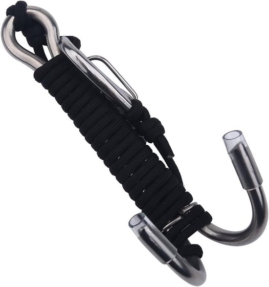 Rvs Reef Hook voor Duiken met Karabijnhaak en Touw - Dubbele Haak voor Onderwateravonturen, Duikaccessoires en Vissen
