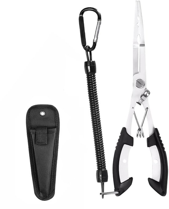 RVS Vissers Tang, Multifunctionele Haakverwijderaar, Visschaar met Lanyard en Opbergtas, Lichtgewicht en Roestvrij, Geschikt voor Zoet- en Zoutwater Visserij
