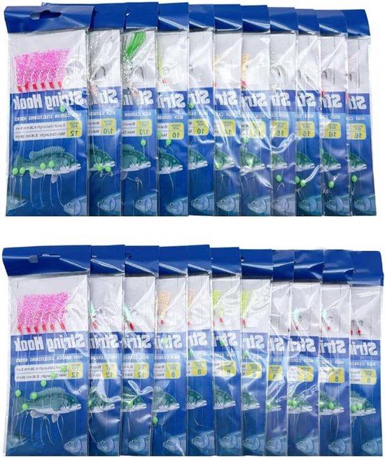 Sabiki Rigs - Vislijnen Lures - Zeevissen - Verschillende Systemen - 22 Stuks - Assorti