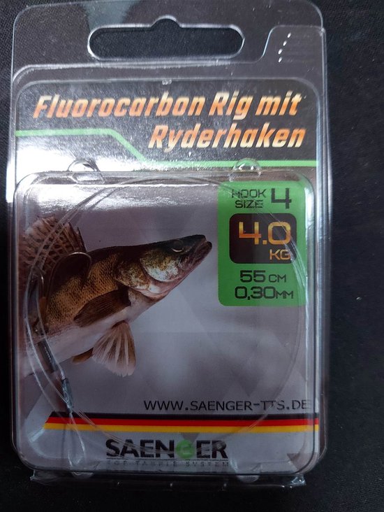 Saenger Fluorocarbon Rig Met Ryder Gr. 2/0 15kg/ 60cm van Saenger