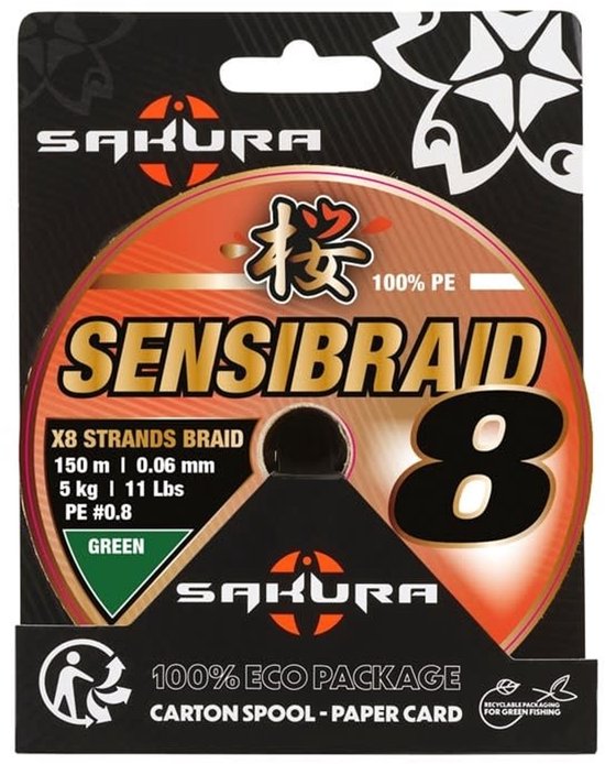 Sakura Sensibraid 8 Green 150m - Maat : 0.18mm