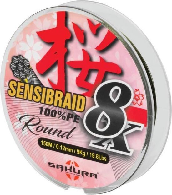 Sakura Sensibraid 8K - 150m - 0.15mm - 24.2Lbs - green van Sakura