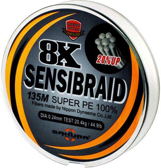 Sakura Sensibraid 8x Gevlochten Vislijn 135 M Rood 0.080 mm (8.00 kg) van Merkloos