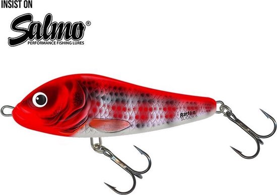 Salmo Rattlin Slider - 11 cm - holo red head striper van Salmo