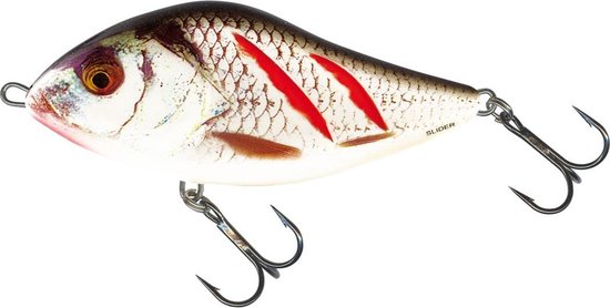 Salmo Slider Floating - Jerkbait - Wounded Grey Shiner - 10cm - Rood van Salmo