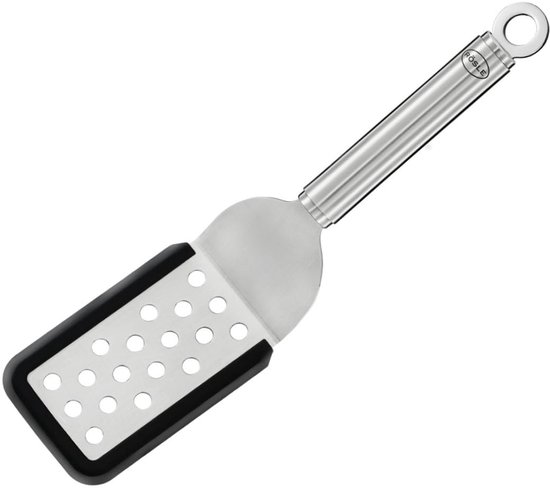 Sandwich-palet, gebogen met gaten van siliconen, hoogwaardige roestvrijstalen spatel met ronde greep en ophangoog, siliconen rand, roestvrij staal 18/10, 26 cm