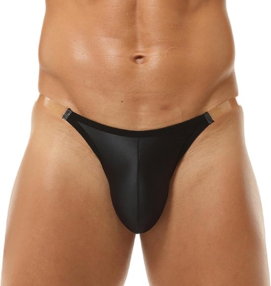 Satijnen slips voor heren, lage taille, hipster, ondergoed, transparante bandjes, tailleband, maat XS-XL