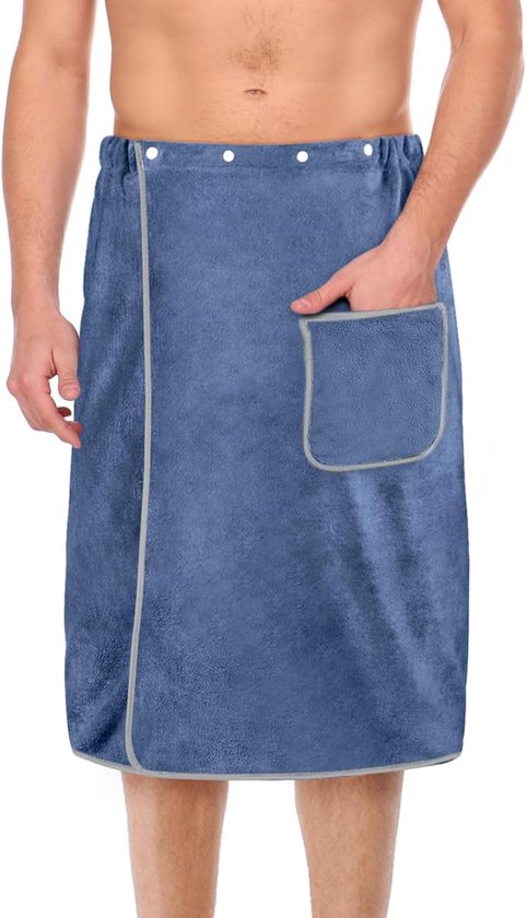 Saunakilt voor heren, grijs, elastisch, verstelbare maat, snap-badhanddoek kilt voor heren, groot, sneldrogend saunahanddoek, hamamdoek, saunahanddoek voor sportschool, douche, sauna, spa