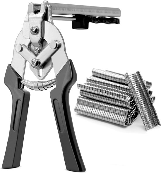 Sausage clipper pliers met 600 clips - fence ring pliers - hog fence pliers - wire mesh birds ring pliers voor sausage - cages - matrassen - autokussens - banken van Almabner