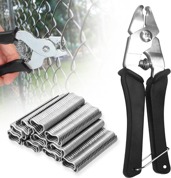 Sausage Clipper Pliers - Sausage Clipper met 1200 Clips - Metalen Buckle Clip - Fence Pliers - Hog Ring Pliers - Hand Clip voor Dierkooi en Schapenhekje van WSXKA.