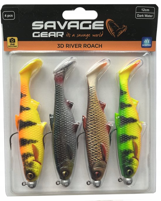 Savage Gear 3D River Roach 12cm - 4-delige set voor snoek van Savage Gear