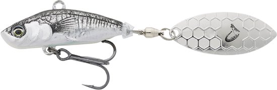 Savage Gear 3D Sticklebait Tail Spin Black Silver 7.3cm | 13g van Savage Gear