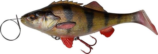 Savage Gear 4D Line Thru Perch Shad - Slow Sink - Perch - 20cm - 100g - Zwart van Savage Gear