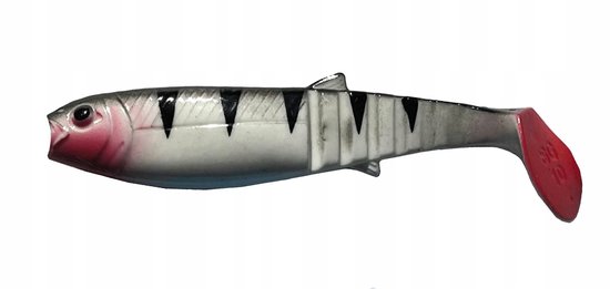 Savage Gear Cannibal Shad 10cm 9g Zebra Wit Zwart - Topaas van Savage Gear