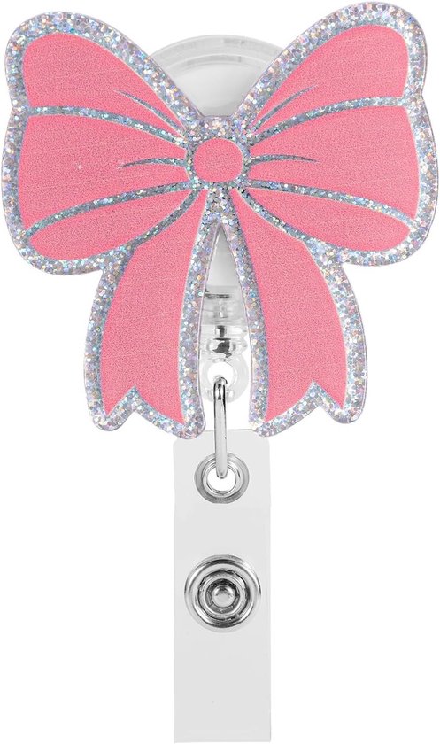 Schattige Badge Reel met Roze Strik, Retractable ID Houder met Alligator Clip voor Verpleegkundigen, Medisch Personeel en Studenten Accessoires