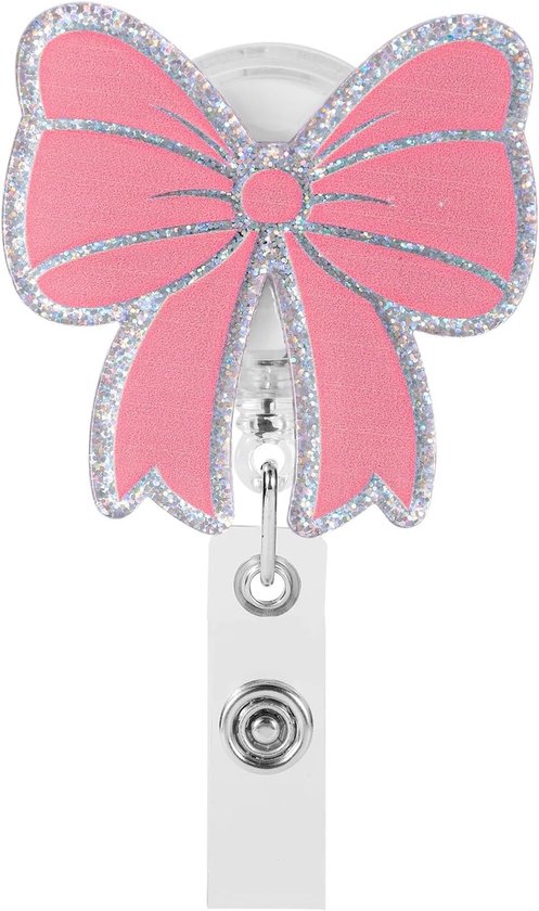 Schattige Badge Reel met Roze Strik, Retractable ID Houder met Alligator Clip voor Verpleegkundigen, Medische Assistenten en Studenten Accessoires