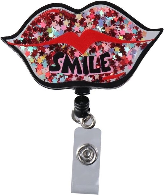 Schattige Lippen Retractable Badge Reel met Alligator Clip voor Kantoor en Artsen, Perfect voor Identificatie en Toegang