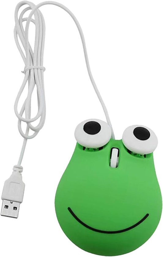 Schattige Muis, USB-bedrade Muis Ergonomisch Ontwerp Dierlijke Groene Kikkervorm Computermuis met Snoer voor Kinderen, voor Laptop-pc