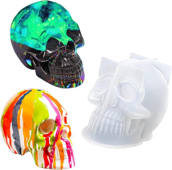 schedelvorm, 3D Halloween siliconen mal, hars mal voor geschenken doe-het-zelf ambacht, woondecoratie geurkaarsen zeepvorm