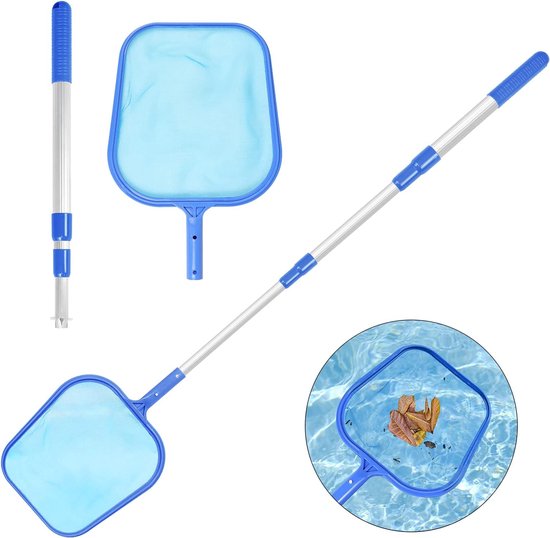 Schepnet 46-107 cm lang zwembadschepnet aluminium telescopische paal zwembad bladnet zwembad diep schepnet zwembadreiniging voor spa's, zwembad, bubbelbad, aquarium van MOOGALAXY