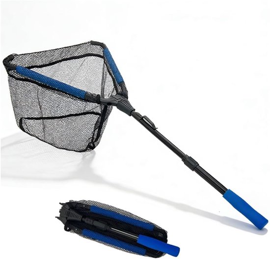 Schepnet 90 cm - opvouwbaar nylon - driehoekig frame - ideaal voor vijver en bootvissen - ShopVlot