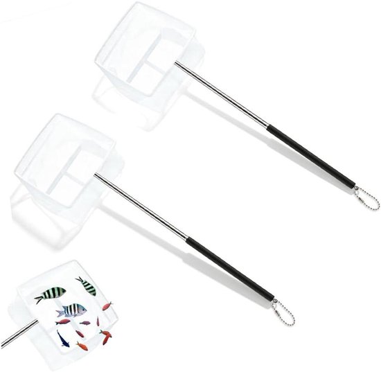 Schepnet Aquarium - Visnet Klein - Aquarium Onderhoud - Uittrekbare Handgreep - 7.8 cm Net - Zwart