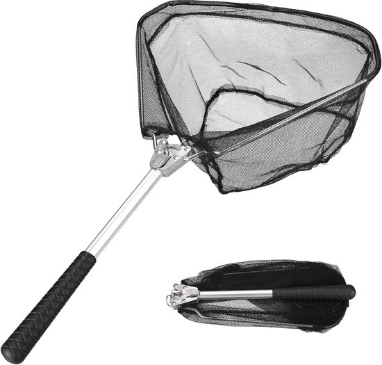 Schepnet Inklapbaar - Visnet Rubber - Vissen Vangen - Beschermt Visschubben - 51 cm - Zwart van Merkloos