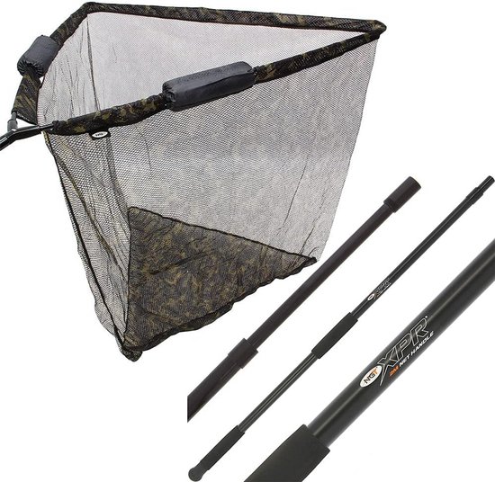 Schepnet Karpervissen - Visnet met handvat - Vissen op karper - Dubbele drijvers - 107cm breed - Camo