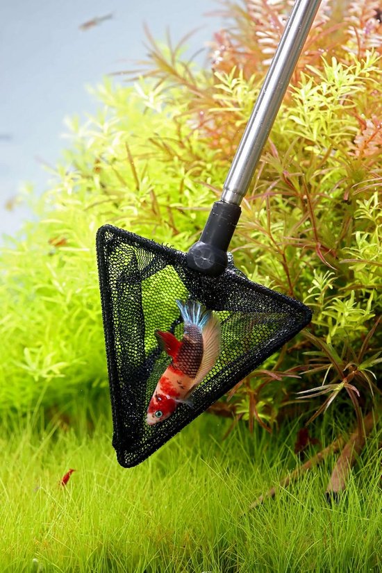Schepnet Nano - Visnet - Aquarium Onderhoud - Verstelbare Steel - 69 cm - Zwart