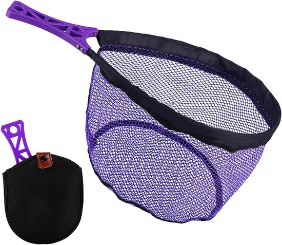 Schepnet Opvouwbaar - Visnet Handvat - Vissen Outdoor - Anti-klit Mesh - 50cm Uitgevouwen - Paars