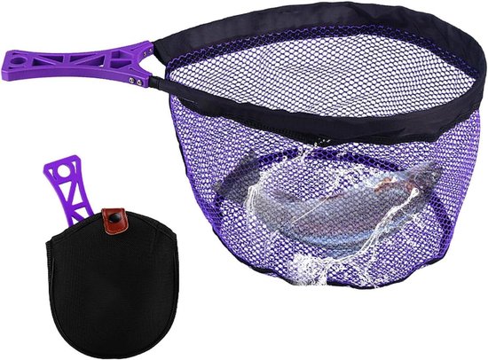 Schepnet Opvouwbaar - Visnet Kajaknet - Vissen Vangen - Ergonomische Anti-Snag Grip - 50x29x20cm - Paars