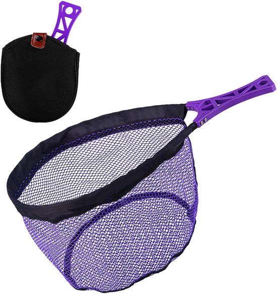 Schepnet Opvouwbaar - Visnet - Vissen - Anti-klit Mesh - 50x29x20cm Uitgevouwen - Paars