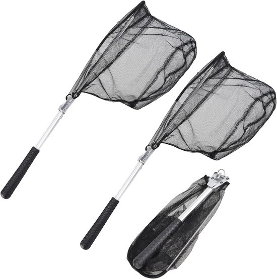 Schepnet Set - Garnalennet Visnet - Efficiënt Vissen - Opvouwbaar Aluminium - 52 x 31 cm - Multicolor