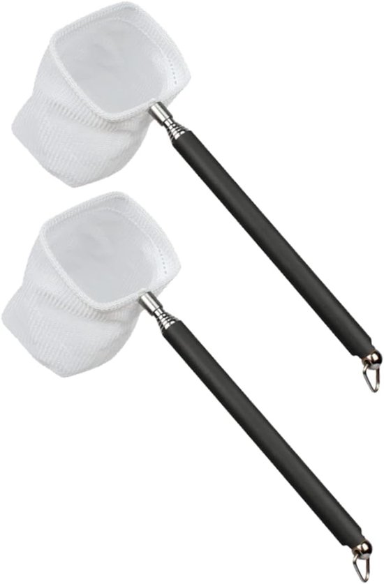 Schepnet Set - Vangnet Aquarium - Vis Vangen - Uitschuifbare Steel - Tot 53cm - Zwart