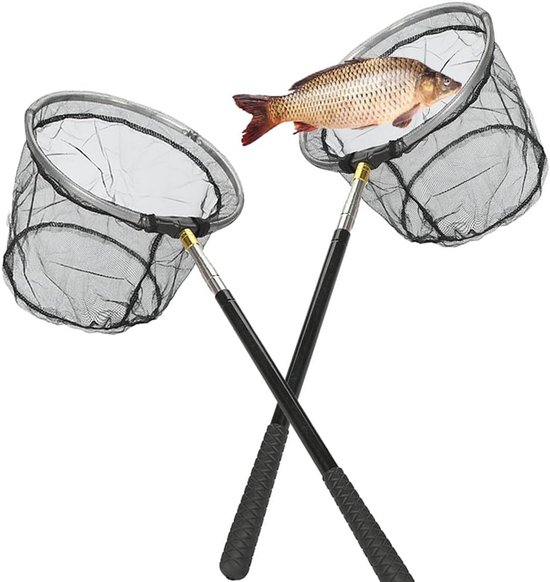 Schepnet Set - Visnet Vangnet - Vissen Vangen - Uitschuifbare Steel - Tot 152 cm - Zwart