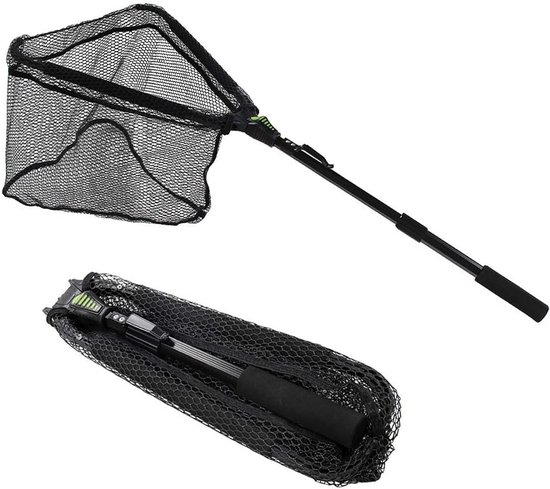 Schepnet Telescopisch - Vangnet Vis - Vissen Vangen - Rubber Gecoat Net - 98 cm - Zwart