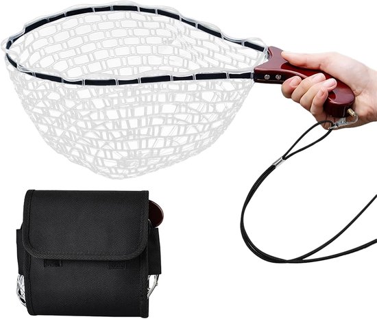 Schepnet - Vangnet Vis - Vissen Vangen - Compact Vouwbaar - 47 cm - Zwart