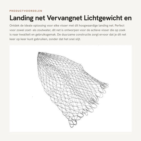 Schepnet Vervangend Net - Duurzaam Polyethyleen - Voor Stroom/Meer/Zee/Rivier - Lichtgewicht - Onderhoudsvriendelijk - Afmetingen 7.5x3.5x2.5cm - Visnet