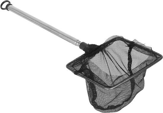 Schepnet Vierkant - Visnet Garnalennet - Aquarium Onderhoud - Verstelbare Telescopische Steel - 16 Cm Tot 44 Cm - Zwart