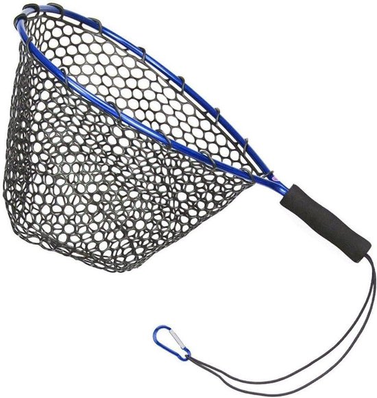 Schepnet Visnet - Aluminium Hengelsport - Vissen Vangen - Zacht Siliconen Gaas - 50x30cm - Blauw
