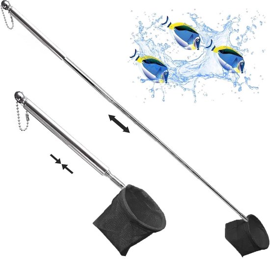 Schepnet Visnet - Aquarium Schepnet - Vissen Vangen - Telescoopsteel Verstelbaar - 9.5cm Display - Zwart van Merkloos